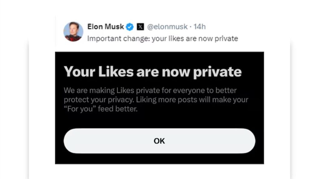 Elon Musk Makes Likes on Posts Private on X
